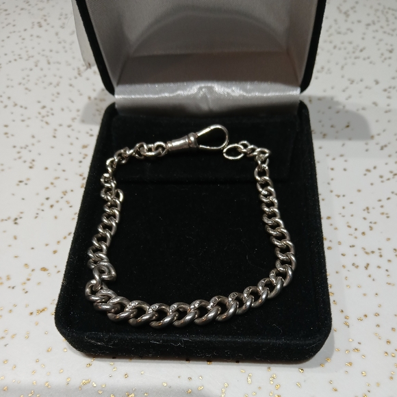 Antique Watch Chain Bracelet Sterling Silver - Picture 8 of 8